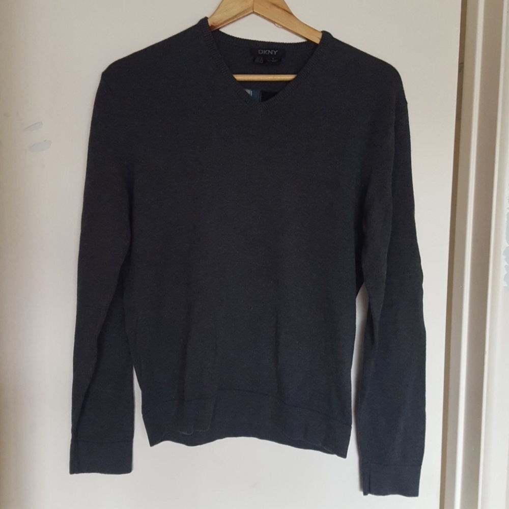 DKNY gray light v-neck sweater.